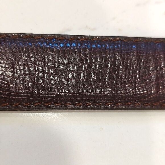 Leather Patchwork Reptile and Croc Embossed Belt Goldtone Buckle Size M - Picture 9 of 13